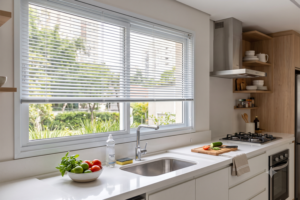 Persianas para cozinha: Modelos resistentes e fáceis de limpar